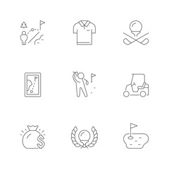 Set line icons of golf