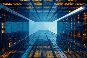 Obraz premium Looking Up at Modern Skyscrapers in City