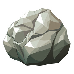 A colorful cartoon depiction of a big boulder on a plain white backdrop