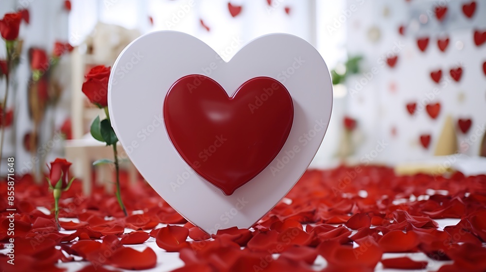 Canvas Prints red heart on a wooden background