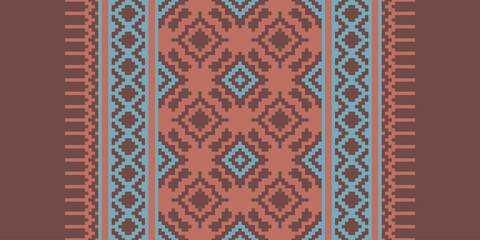 Obraz premium Native American Ethnic style abstract Navajo geometric tribal vector seamless pattern background.