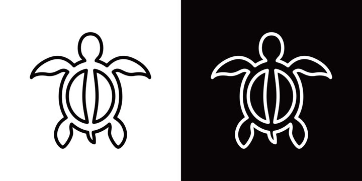 シンプルなウミガメのラインアイコン