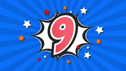 Animation of Number 9 - Nine - 9th ninth