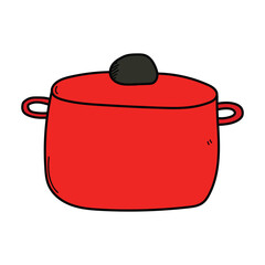 Hand drawn cartoon pan on white background.