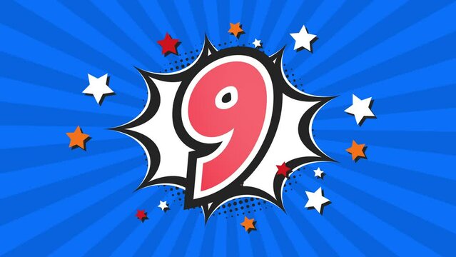 Animation of Number 9 - Nine - 9th ninth