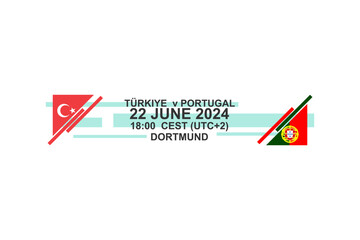 turkey vs portugal, 2024 football match, Vector illustration. Simple sports illustration.