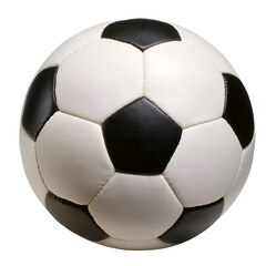 vintage 3D illustration, black and white color soccer ball isolated on transparent background