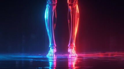 3D holographic anatomy showcase of human tibia and fibula bones