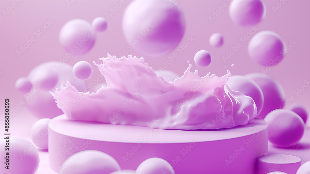 Aufkleber a purple background with a splash of pink and white. abstract background for adding a product