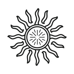 Line art sun design vector icon style