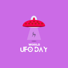 UFO DAY. World ufo day creative ads.World ufo day design, july 2, illustration on night galaxy gradient color background design