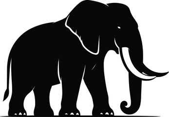 Fototapeta premium Elephant Silhouette isolated on white background Minimalist elephant vector shape icon