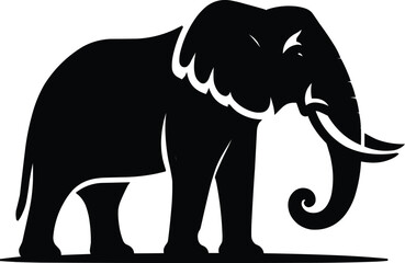 Elephant Silhouette isolated on white background Minimalist elephant vector shape icon