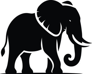 Elephant Silhouette isolated on white background Minimalist elephant vector shape icon