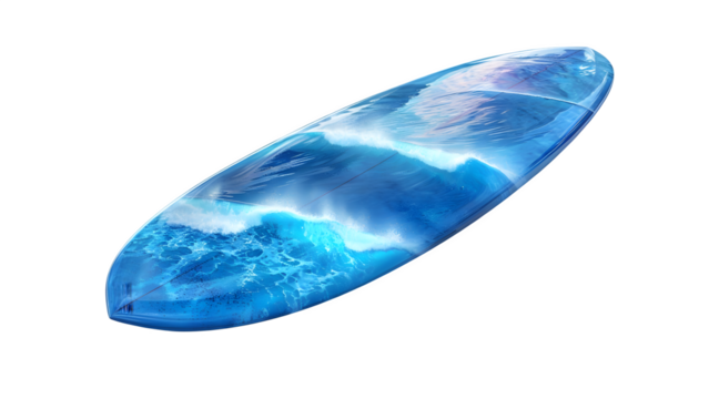 Surfing board isolated on a transparent background, PNG
