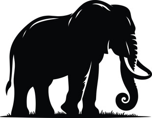 Elephant Silhouette isolated on white background Minimalist elephant vector shape icon