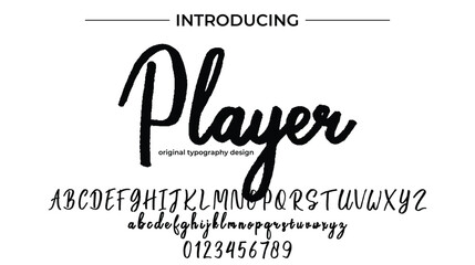 Player Font Stylish brush painted an uppercase vector letters, alphabet, typeface