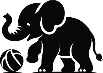 Baby Elephant sitting Silhouette isolated on white background Minimalist elephant vector shape icon