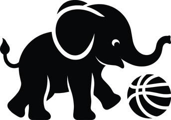 Baby Elephant sitting Silhouette isolated on white background Minimalist elephant vector shape icon