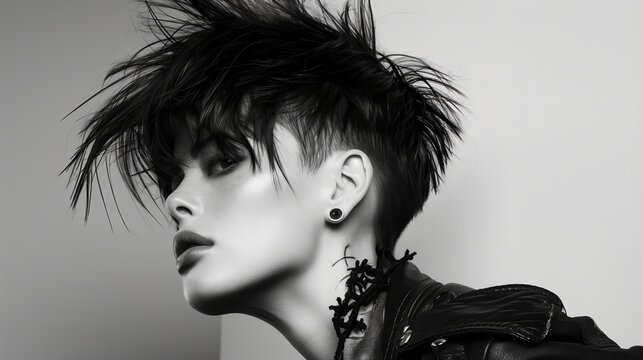 Woman With Spiky Black Hair and Earring