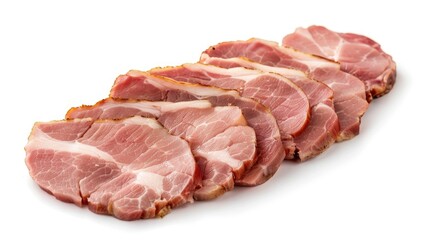 Sliced fresh pork on a white background