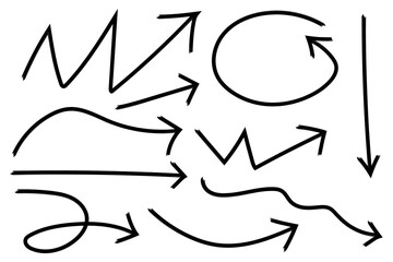Set of hand drawn arrows, vector illustration, design element