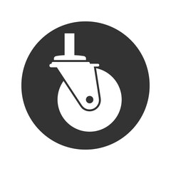 Caster Wheel Icon Vector Art Illustration Flat Sign