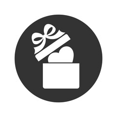 Gift box with heart icon set. St. Valentine's Day simple illustrations in line and solid styles. Love symbols