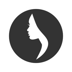 Woman profile icon beauty illustration vector in modern flat sign