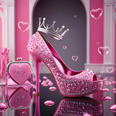  A luxurious metallic pink high heel shoe embodies the essence of fairytale footwear.