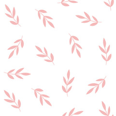 Vector seamless floral pattern with leaves in pastel pink color