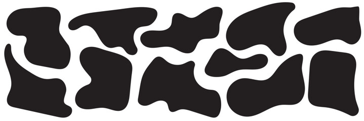 Organic blob shapes. Irregular forms. Asymmetrical flowing liquid circles. Smooth silhouette stones. Collection of isolated vector elements on white background