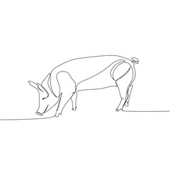 pig, wild boar, livestock, piglet one line art. Continuous line drawing of farm, nature, agriculture, farm animals, rural life, ranch.