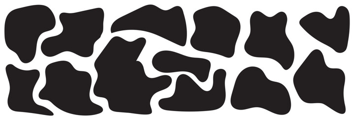 Organic blob shapes. Irregular forms. Asymmetrical flowing liquid circles. Smooth silhouette stones. Collection of isolated vector elements on white background