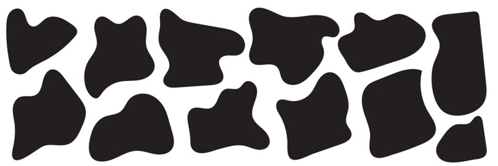 Organic blob shapes. Irregular forms. Asymmetrical flowing liquid circles. Smooth silhouette stones. Collection of isolated vector elements on white background