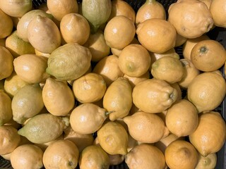 Full frame of lemon background. Close up lemon in the market.