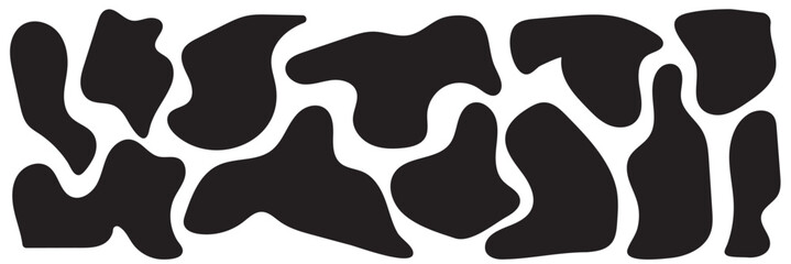 Blob shape organic, vector illustration set. Collection from abstract forms for design and paint. Liquid silhouette drop in modern style. Basic stains isolated elements on white background