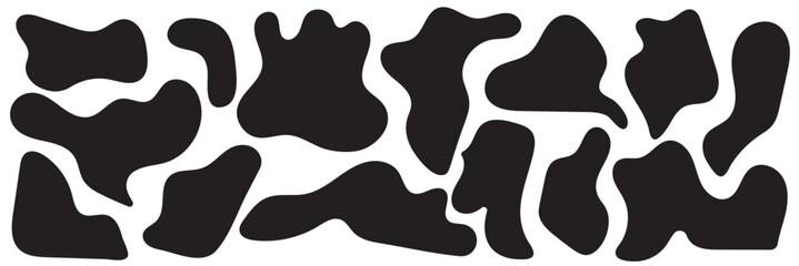 Blob shape organic, vector illustration set. Collection from abstract forms for design and paint. Liquid silhouette drop in modern style. Basic stains isolated elements on white background