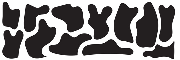 Blob shape organic set. Collection from abstract forms for design and paint. Different drops in modern style. Liquid silhouette drop in modern style.