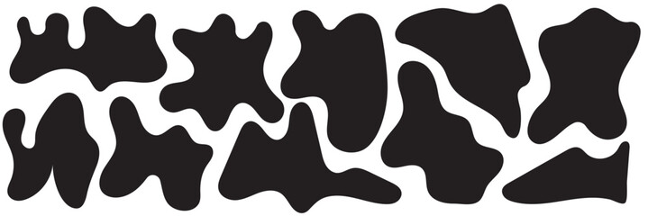 Blob shape organic set. Collection from abstract forms for design and paint. Different drops in modern style. Liquid silhouette drop in modern style.