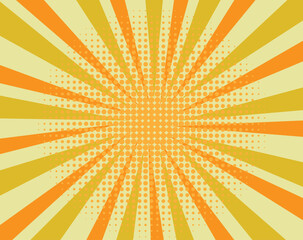Yellow and orange comic lines with  halftone effect,retro background