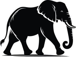 Elephant Silhouette isolated on white background Minimalist elephant vector shape icon