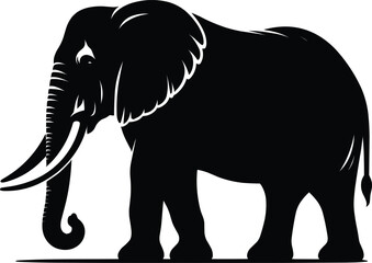 Elephant Silhouette isolated on white background Minimalist elephant vector shape icon