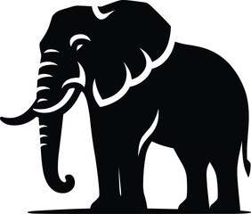 Elephant Silhouette isolated on white background Minimalist elephant vector shape icon
