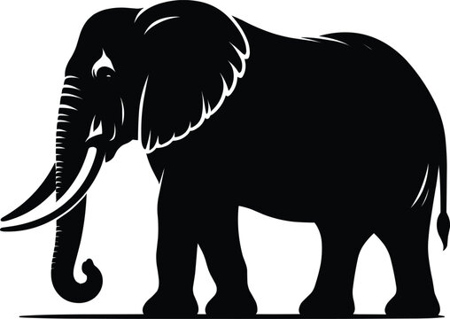 recommend clip art: Elephant Silhouette isolated on white background Minimalist elephant vector shape icon