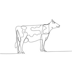 cow, bull, livestock, cattle, calf one line art. Continuous line drawing of farm, nature, agriculture, farm animals, rural life, ranch.