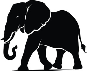 Elephant Silhouette isolated on white background Minimalist elephant vector shape icon