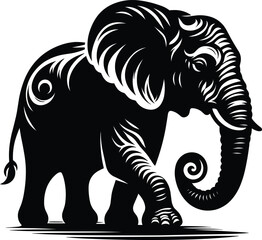 Elephant Silhouette isolated on white background Minimalist elephant vector shape icon