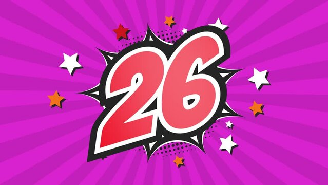 Animation of Number 26 - Twenty-Six - 26th twenty-sixth