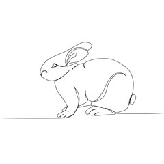 rabbit, pet, animal husbandry, hare one line art. Continuous line drawing of farm, nature, agriculture, farm animals, rural life, ranch.